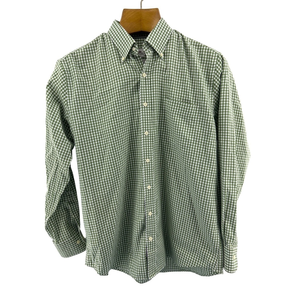 Peter Millar Mens Green Gingham Nanoluxe Easy Care Button Down Shirt Large L - Picture 2 of 6